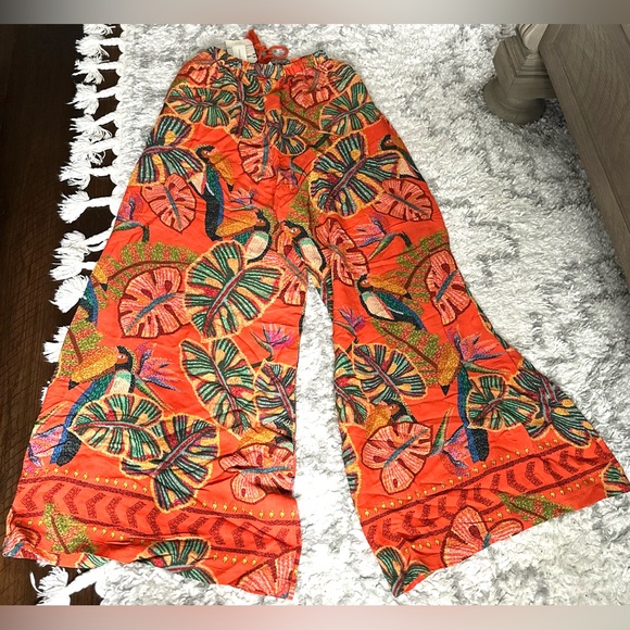 ‼️RARE‼️🎸Farm Rio🎸🔥NWT🔥Birdie Wide-Leg Pants—XS - Picture 15 of 16